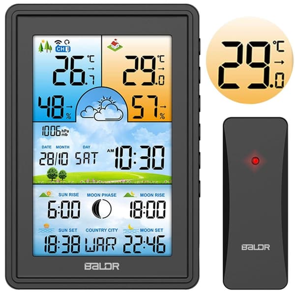 Väderstation med display BD-906 svart
