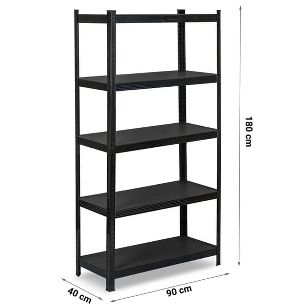 Metal lagerhylde 180 x 90 x 40 cm Humberg HR-851 sort