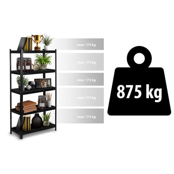 Metal lagerhylde 180 x 90 x 40 cm Humberg HR-851 sort