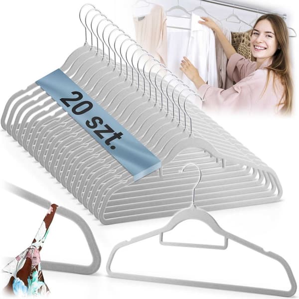 Tøjbøjler i velour 20 stk MS-859 Massido