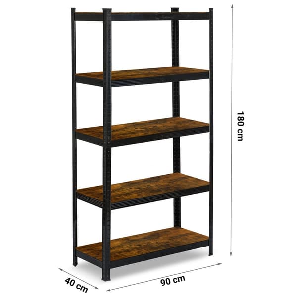 Metallagerhylde 180 x 90 x 40 cm Humberg HR-852 sort