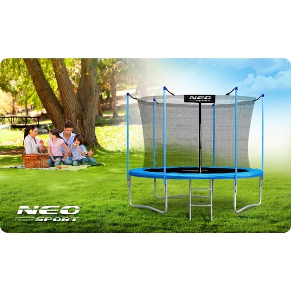 8ft/252cm havetrampolin med indvendigt net og Neo-Sport stige