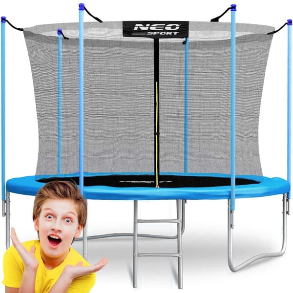 8 fot/252 cm hagetrampolin med innernett og Neo-Sport-stige