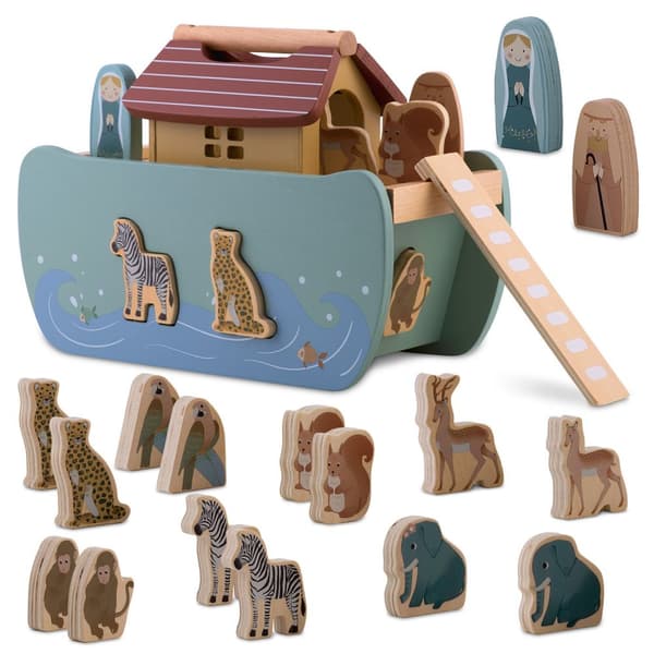 Noahs ark i træ med dyr NK-862 Nukido