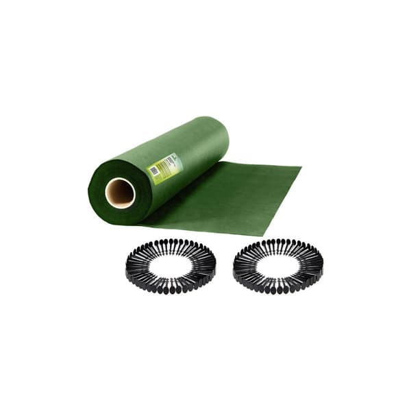 Trädgårdsagrotextil 1,6 m x 50 m 70 g/m2 + 100 Plonos stift - grön