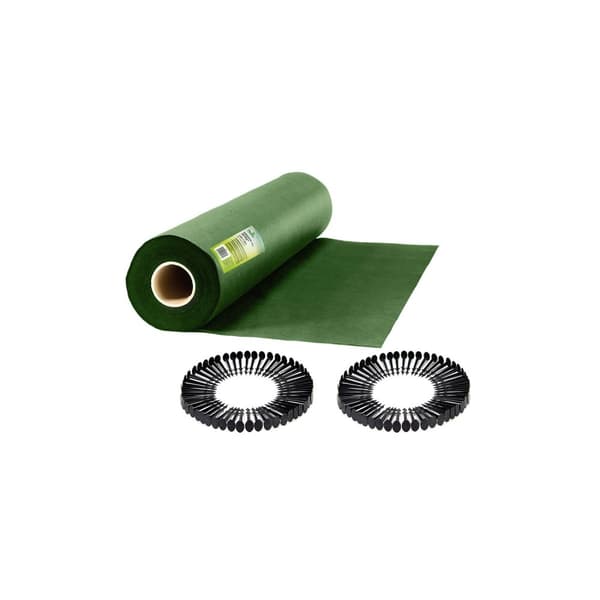 Trädgårdsagrotextil 1,6 m x 50 m 70 g/m2 + 100 Plonos stift - grön