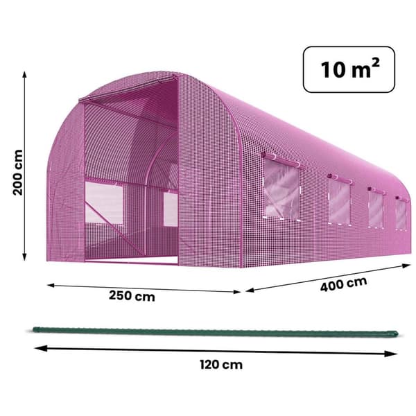 Trädgårdstunnel 2,5 x 4 m (10 m2) rosa Plonos