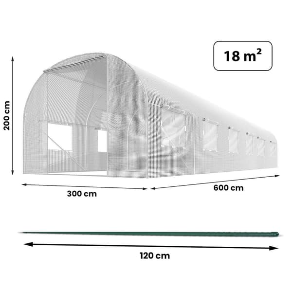 Trädgårdstunnel 3 x 6 m (18 m2) vit Plonos