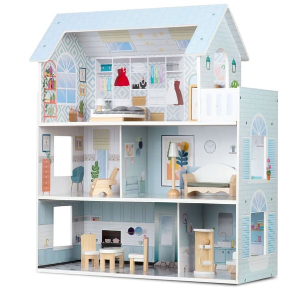 Stort 3-vånings dockhus i trä Ricokids RK-878