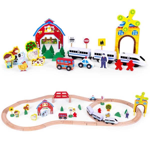 Tre jernbanetogsett for batterier Ecotoys