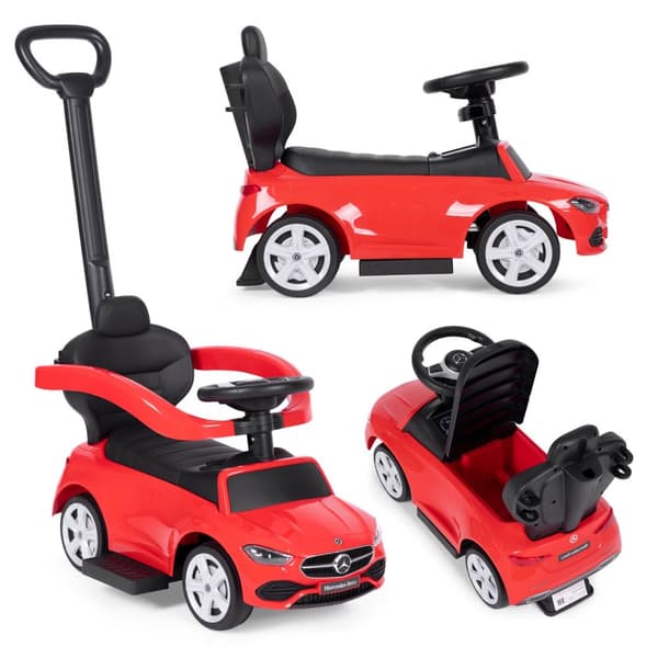 Ride-on pusher car Mercedes C KLASSE interaktiv rattguide rød