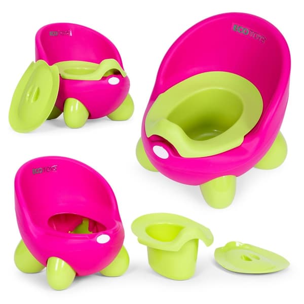 Potta-wc-istuin lapsille, irrotettava sisäosa, liukumattomat jalat, pinkki-vihreä, ECOTOYS