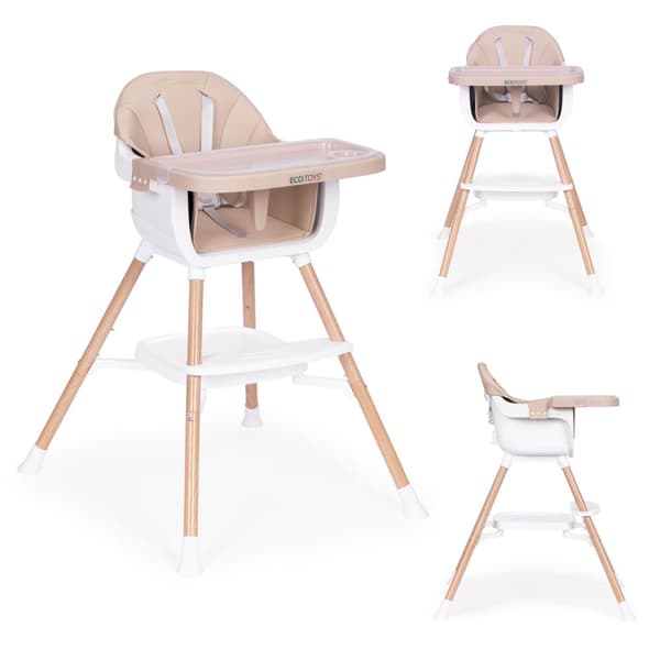Barnmatningsstol 2-i-1, beige, ECOTOYS