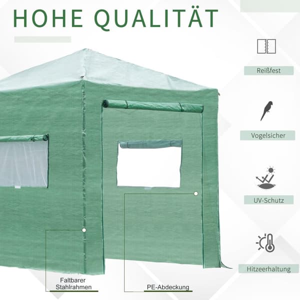 Drivhus drivhus tomathus med dør og vindu for opprulling, PE stål mørkegrønn 238 x 178 x 240 cm for optimal plantedyrking