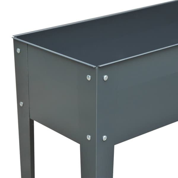 Højbed urtebed plantekasse med fødder og 3 drænhuller 100 x 30 x 80 cm lavet af metal til have og altan