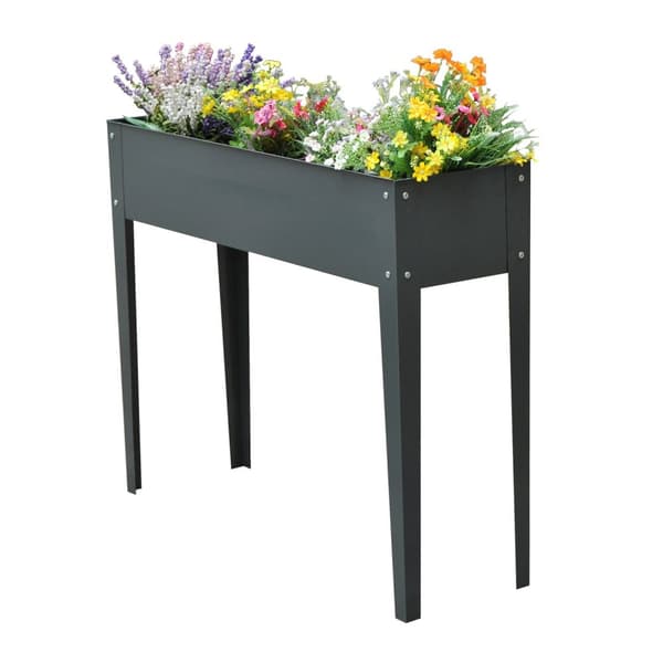Højbed urtebed plantekasse med fødder og 3 drænhuller 100 x 30 x 80 cm lavet af metal til have og altan