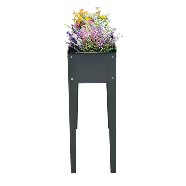 Højbed urtebed plantekasse med fødder og 3 drænhuller 100 x 30 x 80 cm lavet af metal til have og altan