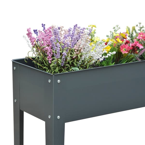 Højbed urtebed plantekasse med fødder og 3 drænhuller 100 x 30 x 80 cm lavet af metal til have og altan