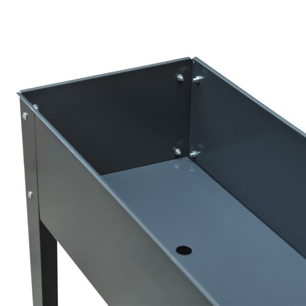 Højbed urtebed plantekasse med fødder og 3 drænhuller 100 x 30 x 80 cm lavet af metal til have og altan