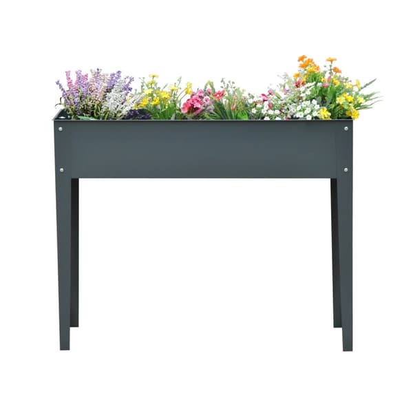 Højbed urtebed plantekasse med fødder og 3 drænhuller 100 x 30 x 80 cm lavet af metal til have og altan