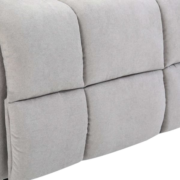 Massasjestol med ståhjelp, avslapningsstol, TV-stol med varmefunksjon, justerbar vinkel, USB-fjernkontroll, kort plysj, grå, 83x95x105 cm