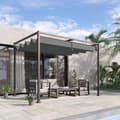 Miniatyrbillede 3 af 10: Pergola havepavillon terrasseoverdækning med skydetag 298 x 213 x 221 cm, grå, vejrbestandig polyester til have og terrasse