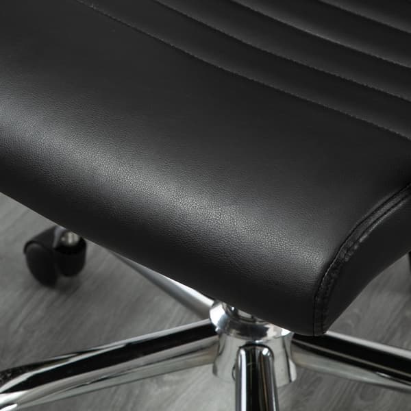 Kontorstol ergonomisk lederstol med vippefunksjon, høydejusterbar, trukket i kunstskinn og skum, svart