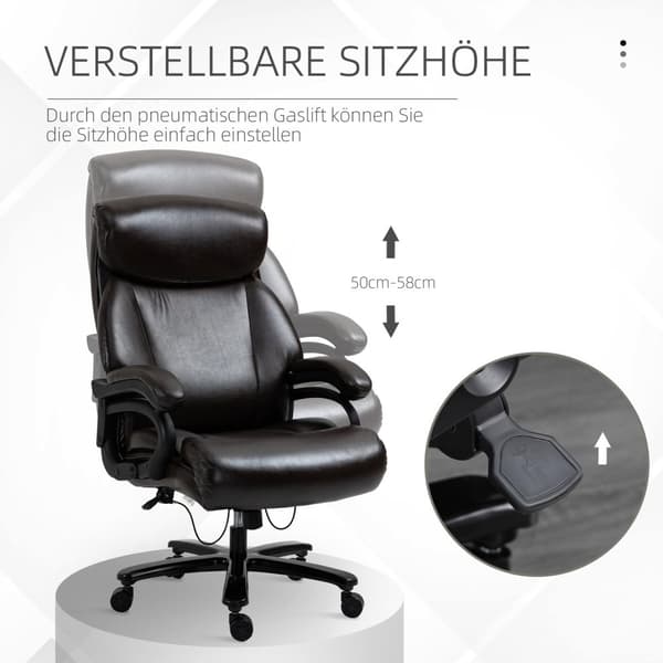 Kontorstol, chefstol, spillestol, ergonomisk højdejusterbar med vippefunktion, tyk polstring, bæreevne op til 180 kg