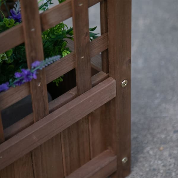 Plantekasse for hevet seng med espalier for klatreplanter laget av tre 64x28x120cm ideell for hage og balkong