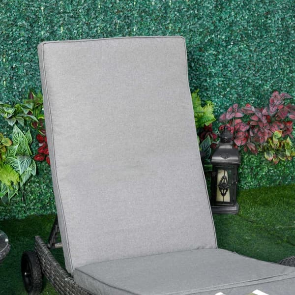 Solseng i polyrattan Hageseng med pute 5-nivå justerbar S-form hagemøbler metallgrå 207 x 70 x 70 cm