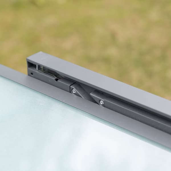 Hagebord spisebord med herdet glassplate 160-210 cm uttrekkbart, aluminium, rektangulært, gråhvitt for balkong og hagemøbler