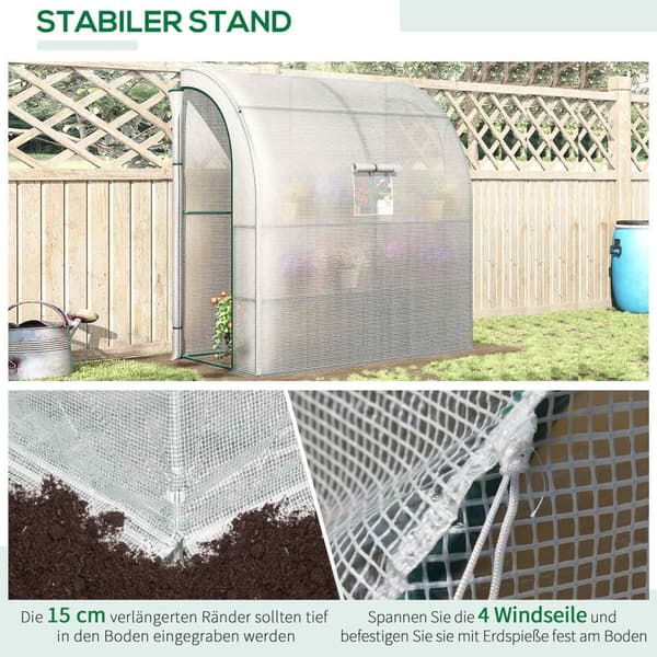 Folie drivhus tomat drivhus 200x100x215cm med netvinduer og rulledøre UV-beskyttelse i hvid til planter og have