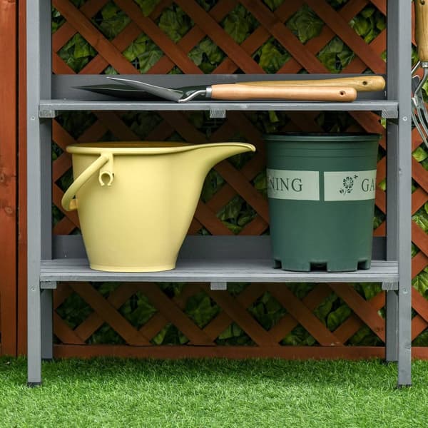 Plant bord trädgårdsmästare bord blombord med metall arbetsyta och trä 76x37x89cm perfekt för trädgård & balkong