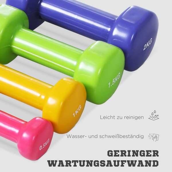 Hantelsett Hantelsett med koffert 4 par manualer 05 1 15 2 kg Bærbar for hjemmet og treningsstudio Jernplast