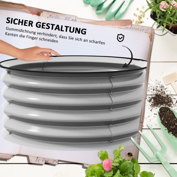Metall Høybed Sett med 2 Blomsterboks Urtebed Planteboks med åpen bunn Vegetabilsk seng for hage Sølv 60 x 60 x 30 cm
