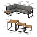 Miniatyrbilde 4 av 10: 5-delt hagemøbelsett med hjørnesofa og dobbel sofa, salongbord, balkongmøbelsett med sittepute, hagesalongsett, grå
