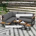 Miniatyrbilde 5 av 10: 5-delt hagemøbelsett med hjørnesofa og dobbel sofa, salongbord, balkongmøbelsett med sittepute, hagesalongsett, grå