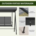 Miniatyrbilde 8 av 10: Hollywood Swing 3-seters hagehuske med justerbart tak Holder opptil 240 kg Metal Textline Mørkegrå 195 x 118 x 170 cm