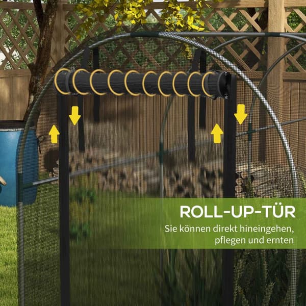 Insektbeskyttelsesnett 1,2 x 3,6 m hagenett med dør, planteverntelt, skadedyrnett med stålramme, HDPE svart