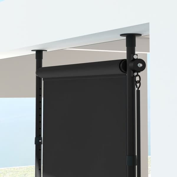 Vertikal markis Solskydd Balkong Rullgardin 120x220-310cm Väderbeständig med vev Polyester Mörkgrå för uteplats & trädgård