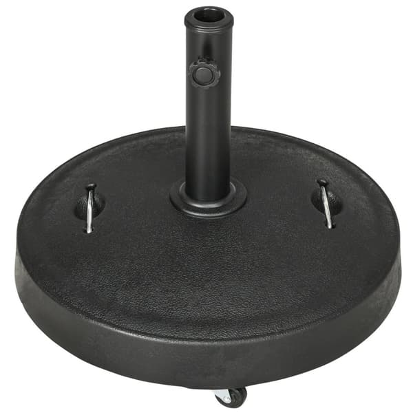 Parasollstativ 23,5 kg mobil paraplyholder med hjul for Ø38/48mm stenger syntetisk harpiks for hagebalkong svart