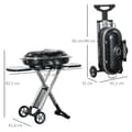 Miniatyrbilde 4 av 10: Gassgrill BBQ grillvogn sammenleggbar med 2 brennere og grillnett, rustfritt stål svart sølv, sidehylle med hjul, 2,34 kW, 100x41,6x82,5cm