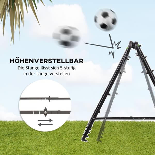 Football Rebounder Kickback Goal Rebound Veggnett Dobbeltsidig Rebound Justerbar i 5 nivåer for fotballtrening Stål Svart 100 x 95 x 90 cm
