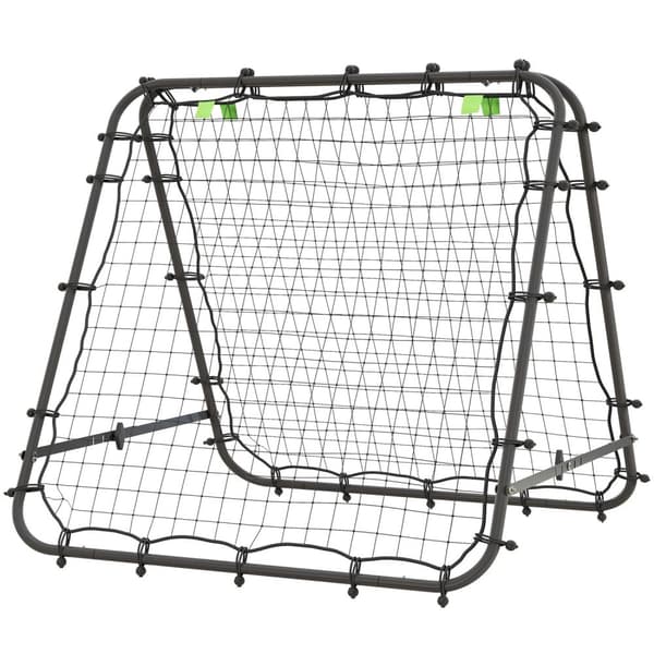 Football Rebounder Kickback Goal Rebound Veggnett Dobbeltsidig Rebound Justerbar i 5 nivåer for fotballtrening Stål Svart 100 x 95 x 90 cm