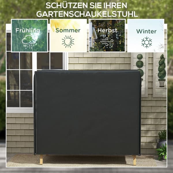 Hollywood Swing Cover Vanntett beskyttelsesdeksel for hageswing med UV-beskyttelse Oxford Black 220 x 125 x 172 cm