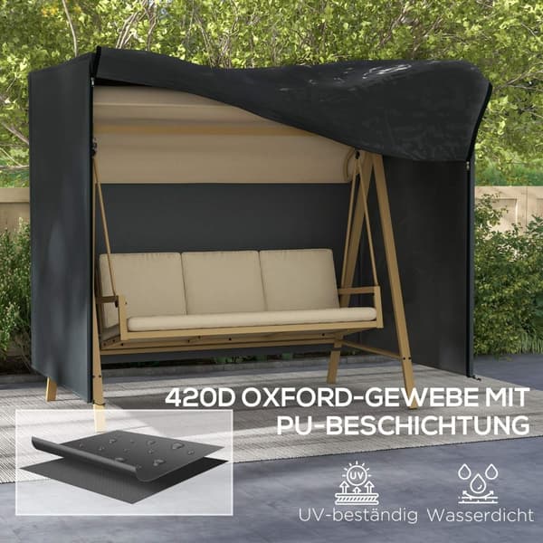 Hollywood Swing Cover Vanntett beskyttelsesdeksel for hageswing med UV-beskyttelse Oxford Black 220 x 125 x 172 cm