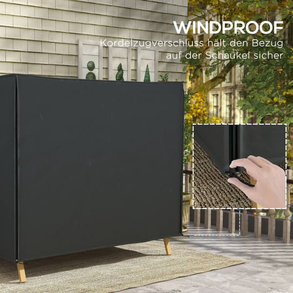 Hollywood Swing Cover Vanntett beskyttelsesdeksel for hageswing med UV-beskyttelse Oxford Black 220 x 125 x 172 cm