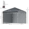 Miniatyrbilde 4 av 10: Sammenleggbar paviljong 2,97 x 2,97 m med sidevegger, UV-beskyttelse campingtelt, partytelt med sandsekk, stål mørk grå til hage og terrasse