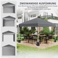 Miniatyrbilde 5 av 10: Sammenleggbar paviljong 2,97 x 2,97 m med sidevegger, UV-beskyttelse campingtelt, partytelt med sandsekk, stål mørk grå til hage og terrasse