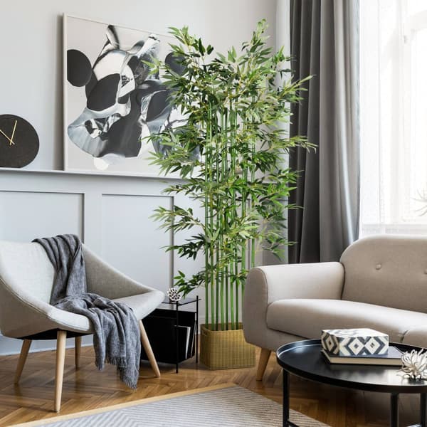 Kunstig bambus 180 cm kunstig plante i furu Pot Potteplante Kunstige planter for innendørs utendørs dekorative planter Grønn